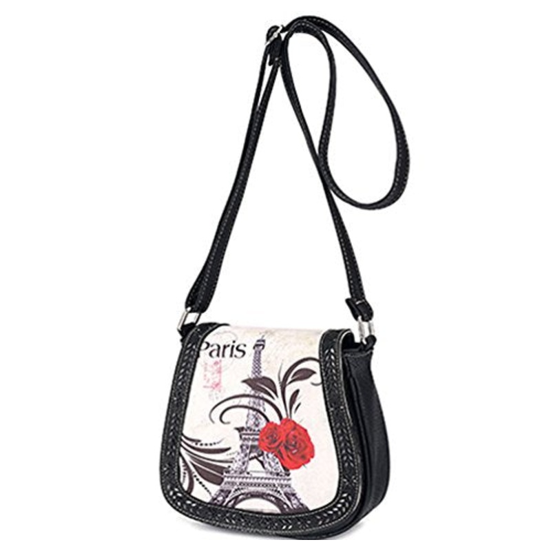 Bibitime Hollow Leaves Paris Tower Flower Print Beach Shoulder Crossbody Messenger Bag Cross Body