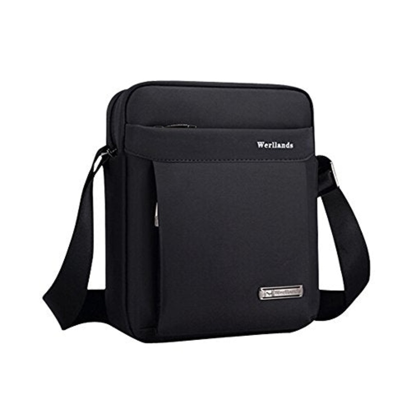 Men'S Waterproof Nylon Business Briefcase Durable Messenger Shoulder Bag Black