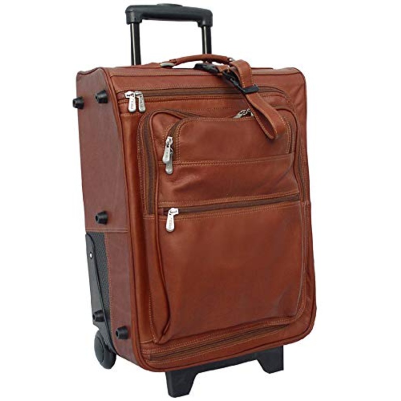 Piel Leather 19 Inch Multi-Pocket Wheeler, Saddle, One Size