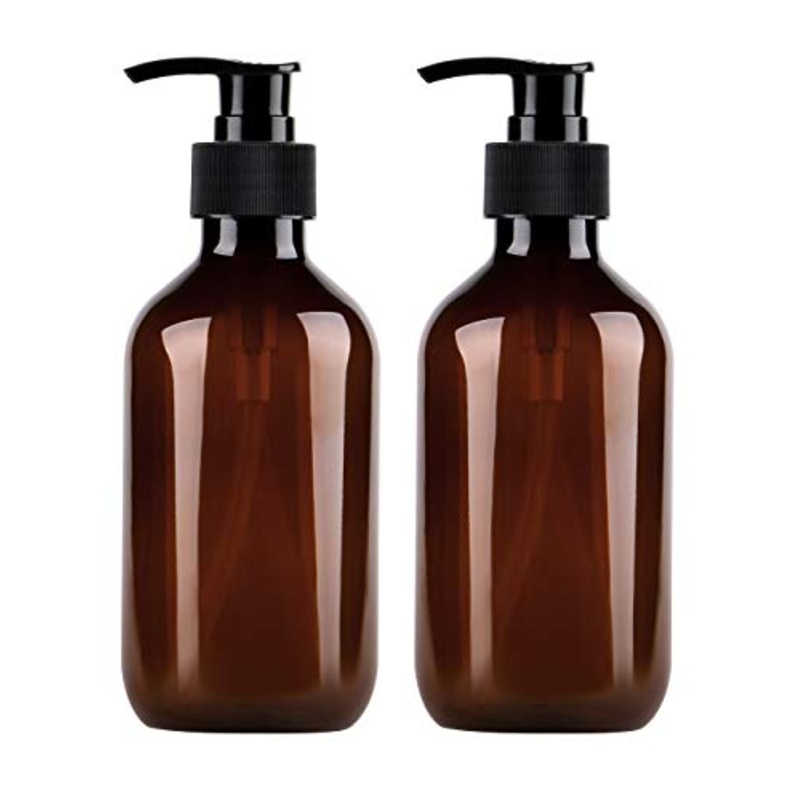 Pump Bottle Dispenser, Yebeauty 10oz/300ml Empty Plastic Refillable Lotion Soap Shampoo Bottles Dispenser Containers with Pump Multipurpose for Cosmetic Kitchen Bathroom, 2-Pack Brown