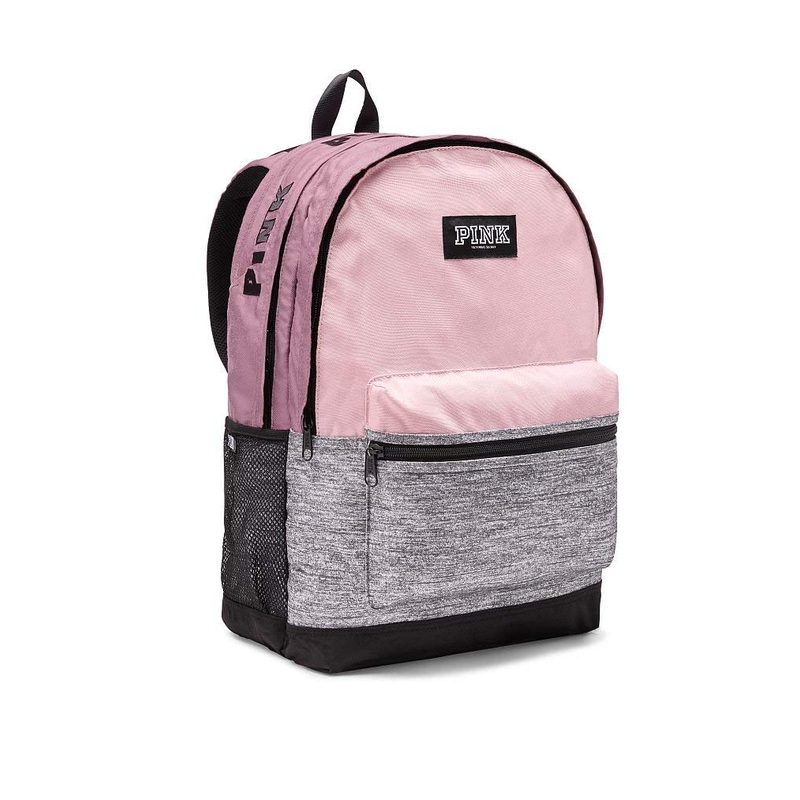 Victoria's Secret Pink Campus Backpack Chalk Rose Black Logos, Medium