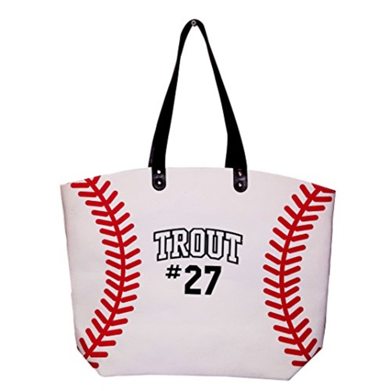 X-Large 22 In Wide Baseball Design Beach Bag Tote -- Personalization Available (Baseball - Name)