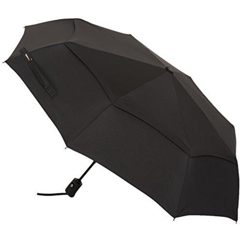 Amazonbasics Automatic Travel Umbrella, With Wind Vent, Black