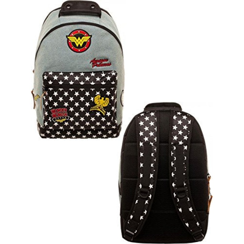 Dc Comics Wonder Woman Denim Backpack W/ Patches