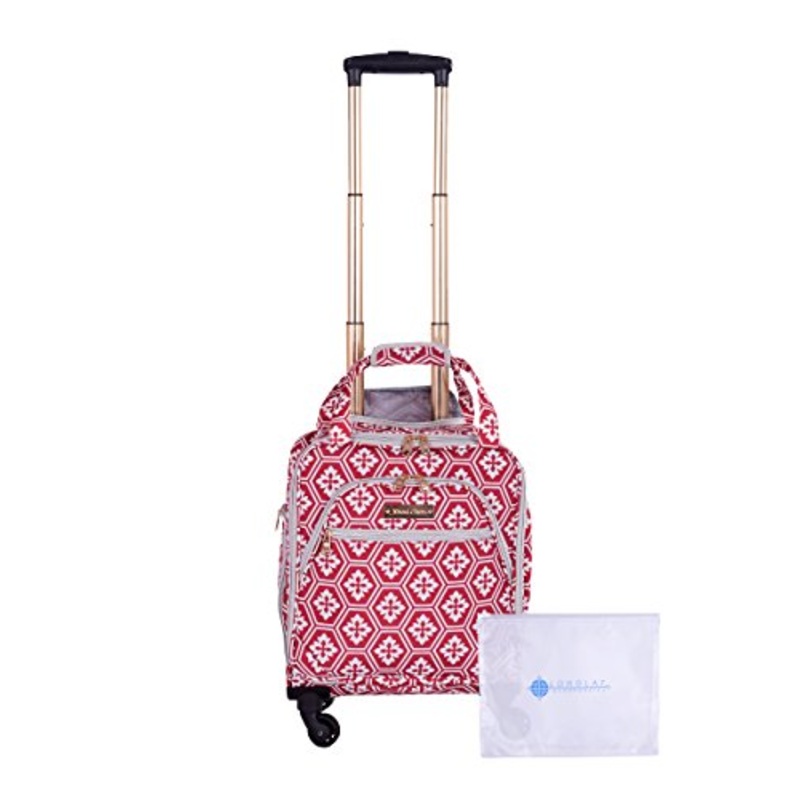 Jenni Chan Adra 2-Piece Set 15" Spinner 311 Bag Travel Tote, Red, One Size