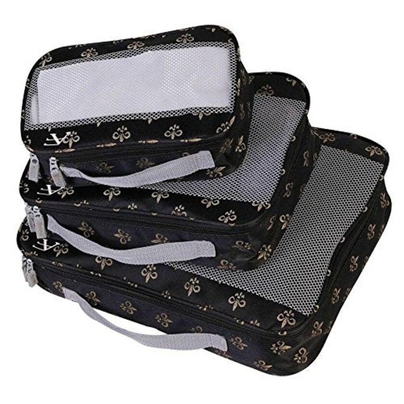 American Flyer Fleur De Lis 3 Piece Set Perfect Packing System, Black, One Size