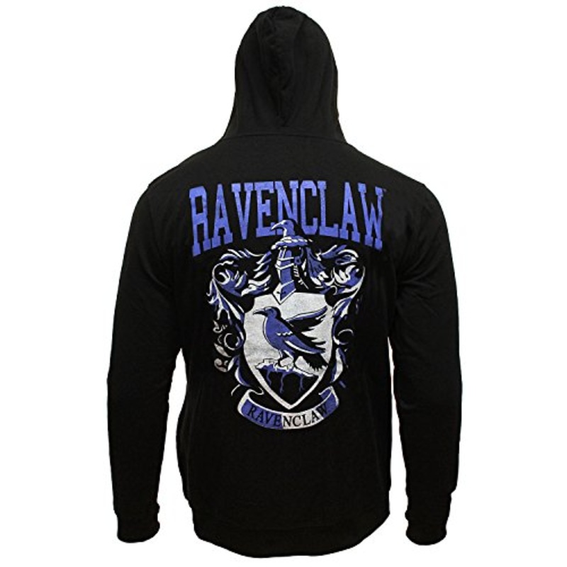 Bioworld Harry Potter Men'S Distressed Ravenclaw House Crest Full Zip Hoodie Sweatshirt (X-Large)