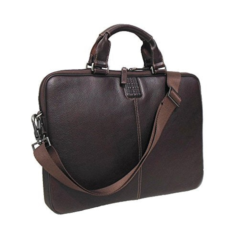 Boconi Tyler Tumbled Sleeve Leather Brief In Coffee W/ Khaki