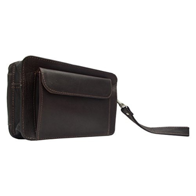 Piel Leather Organizer Bag, Chocolate, One Size