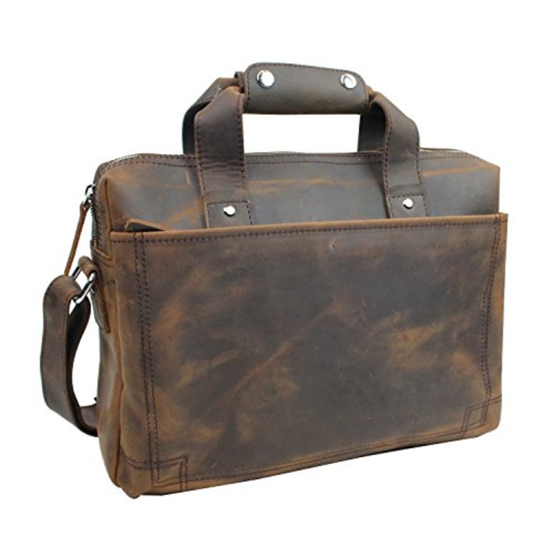 Vagabond Traveler 15" Classic Fine Leather Messenger Bag Daily Bag L29. Vintage Brown.