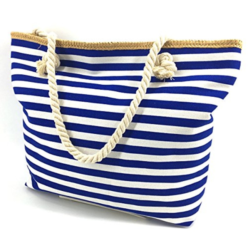 We We Fashion Beach Bag Waterproof Canvas Tote Straw Bag - Large (Style 05)