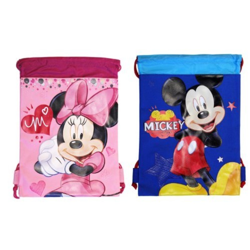 (2ct) Mickey & Minnie Mouse Drawstring Backpack - Large Drawsting Bag