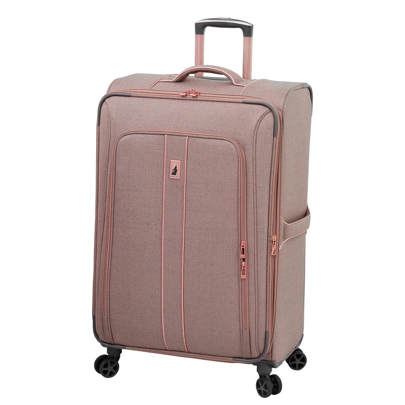 London Fog Newcastle 28" 8-Wheel Spinner, Rose Charcoal Herringbone