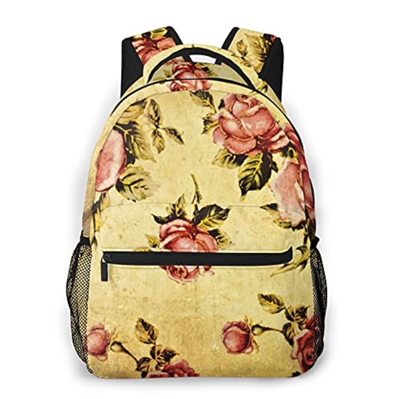 Multi leisure backpack,Old Fashioned Victorian Style Rose Dramatic C, travel sports School bag for adult youth College Students