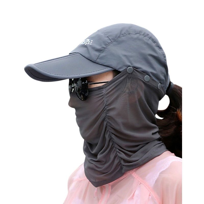 Summer Quick Dry Folding Wide Brim Sun Hat Anti UV Face Sun Protection Shield Mask Head Tube Sunhat Outdoor Cycling Hiking Fishing Fisherman's Bucket Cap Travel Beach Golf Baseball Peaked Cap Strawhat