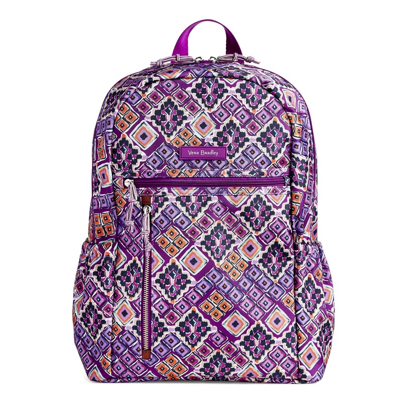 Vera Bradley Lighten Up Study Hall Backpack, Polyester, dream diamonds