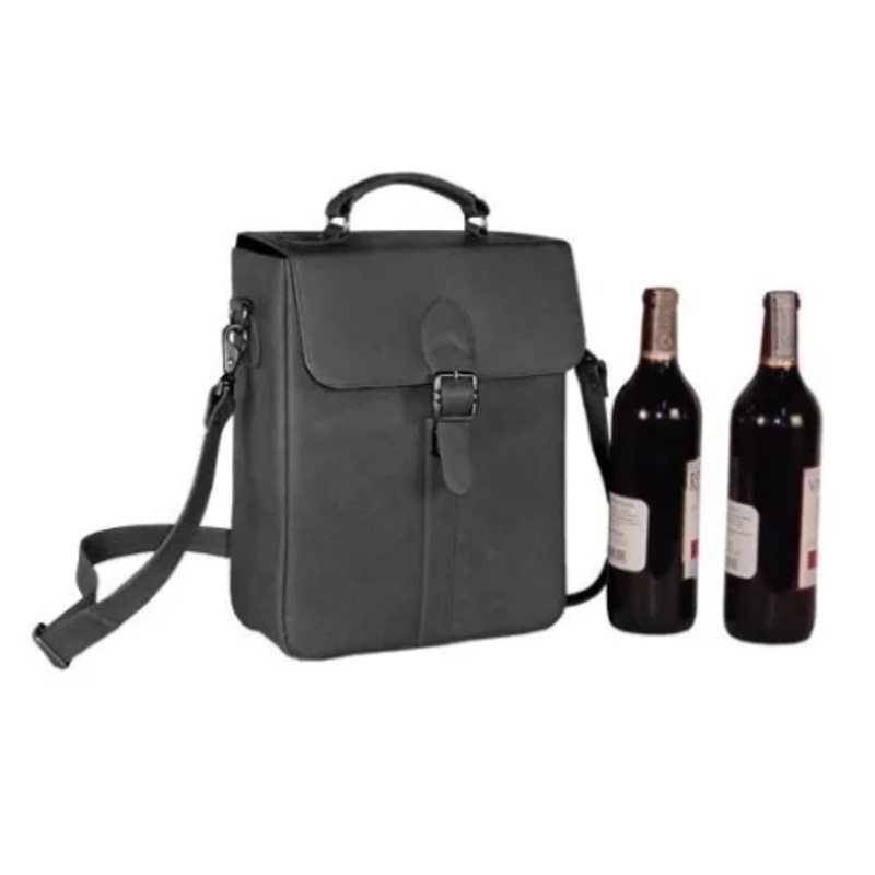 David King & Co. 434 Leather Travel Wine Carrier For 2 Bottles