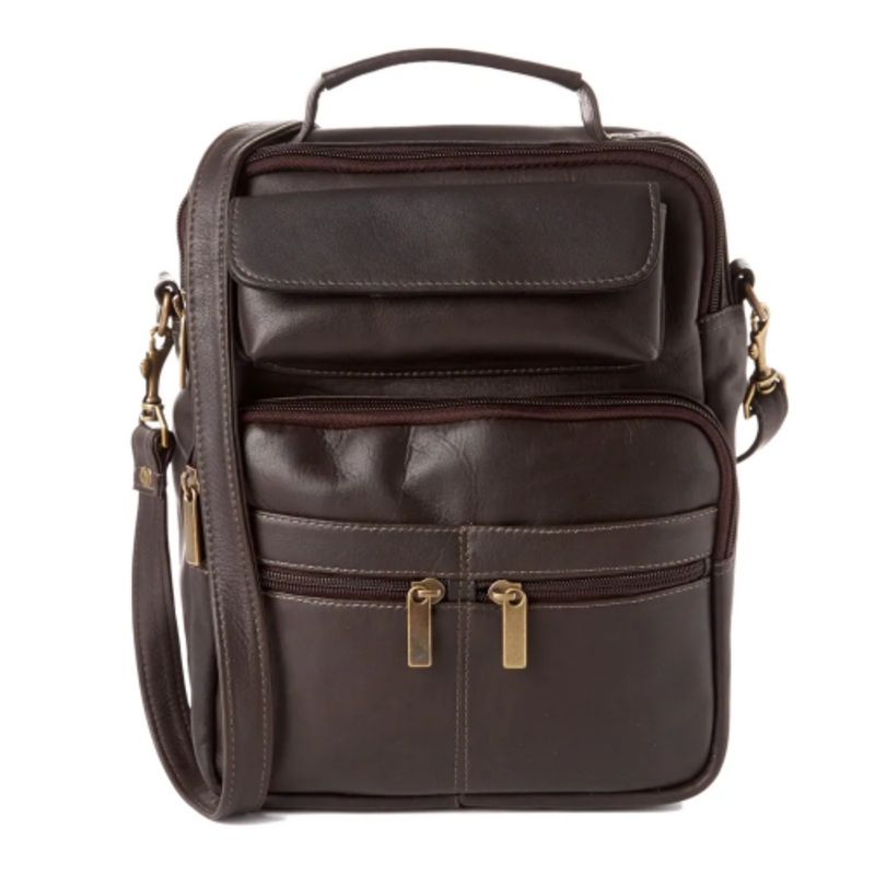 David King & Co. 454 Leather Large Cross Body Bag With Top Handle- $140