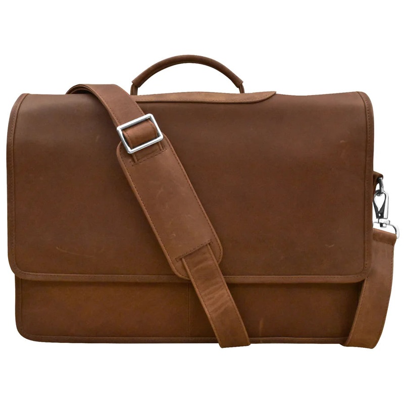 ili New York Leather Flap Briefcase- 6119