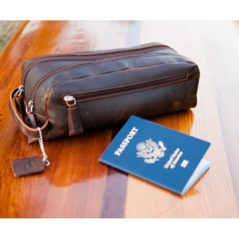 Osgoode Marley Leather Travel Toiletry Bag (Brown)