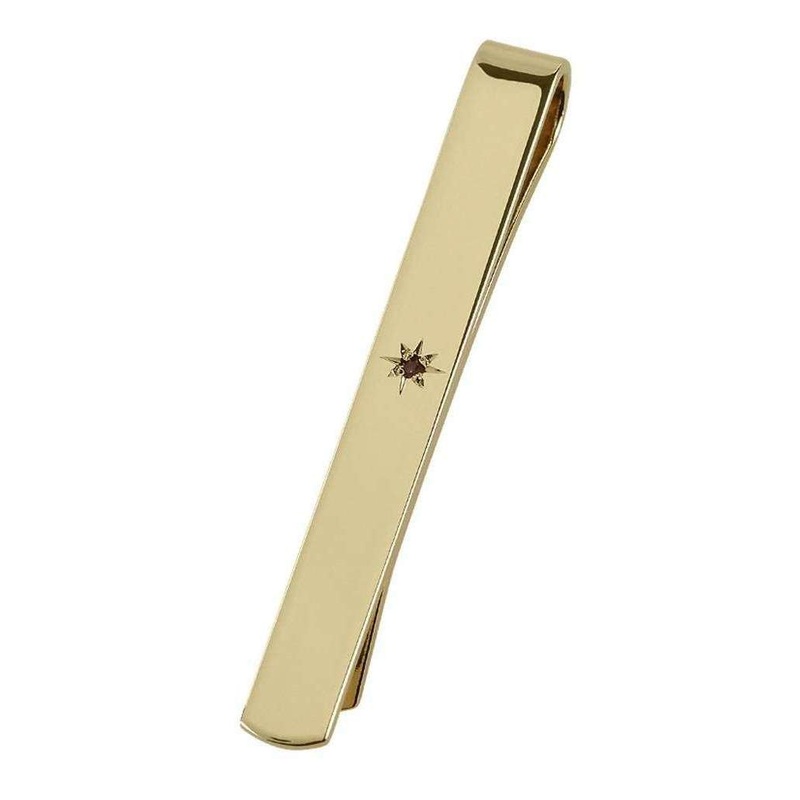 Orton West Ruby Set Tie Bar - Gold