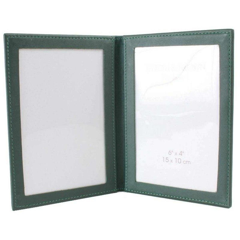 Byron and Brown Folding Nappa Leather 2 Fold 6 x 4 Travel Frame - Green