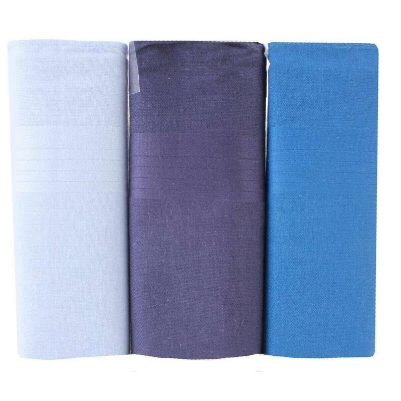 David Van Hagen Plain 3 Pack Handkerchief - Blue