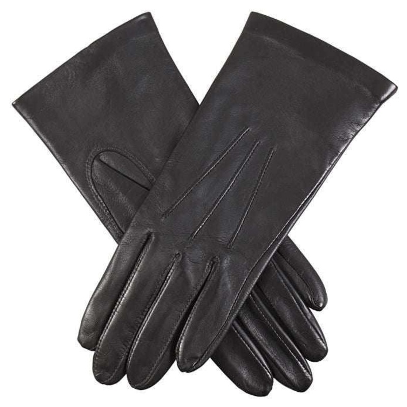 Dents Elizabeth Silk Lined Smooth Grain Leather Gloves - Black