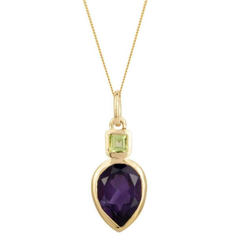 Beginnings Iris Petal Drop Pendant - Gold/Purple/Green