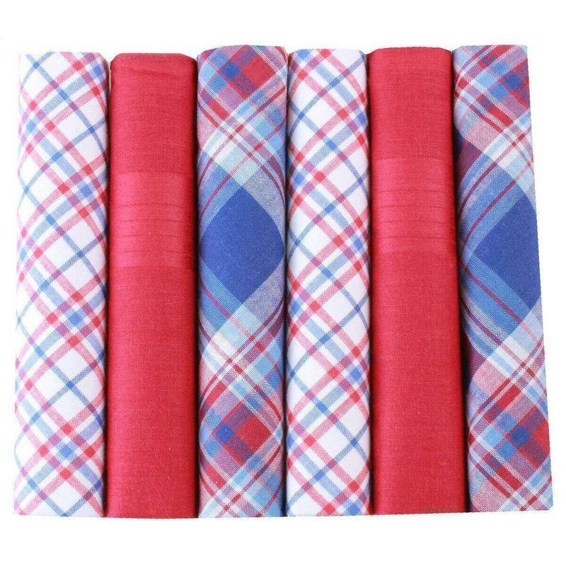 David Van Hagen Assorted 6 Pack Handkerchief - Red/Blue
