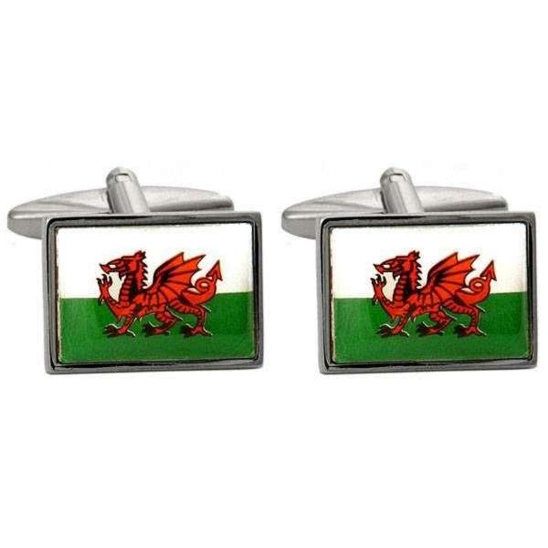 David Van Hagen Welsh Flag Cufflinks - White/Green/Red