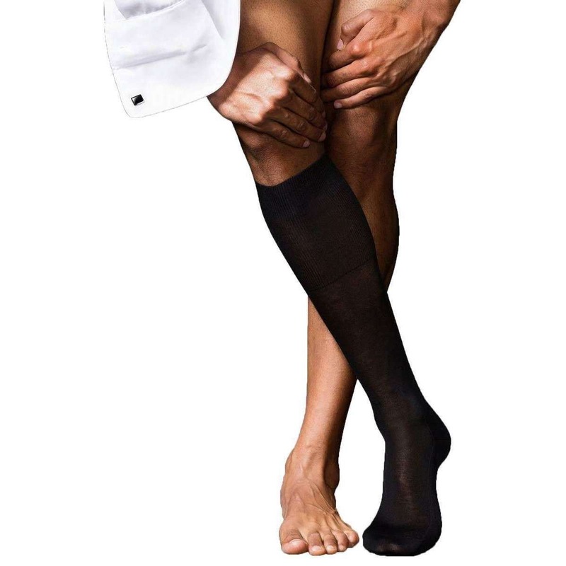 Falke No9 Pure Fil d'Ecosse Smooth Flat Knit Knee High Socks - Black