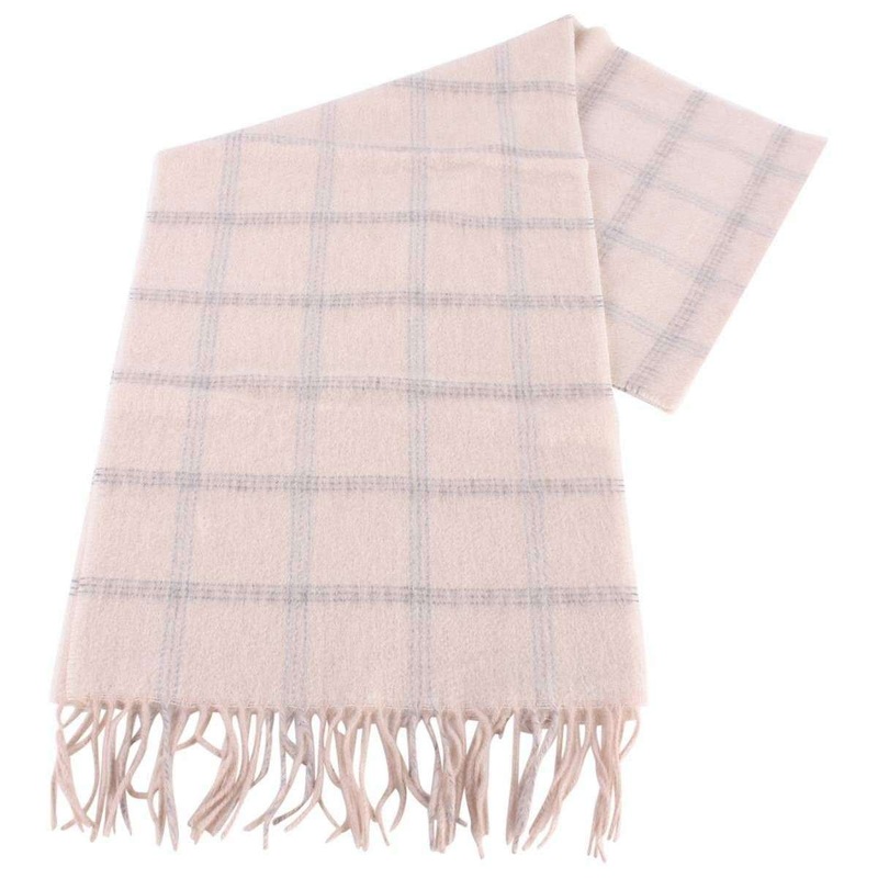 Bassin and Brown Berberis Checked Cashmere Scarf - Cream/Grey