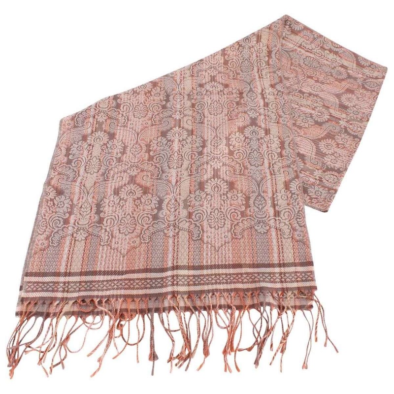 Bassin and Brown Bush Willow Stripe Flower Scarf  - Brown/Camel