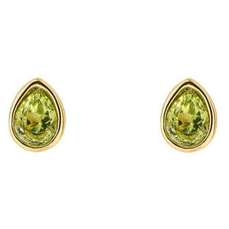 Beginnings August Semi-Precious Birthstone Earrings - Gold/Green