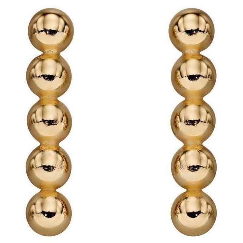 Beginnings Long Bead Stud Earrings - Yellow Gold