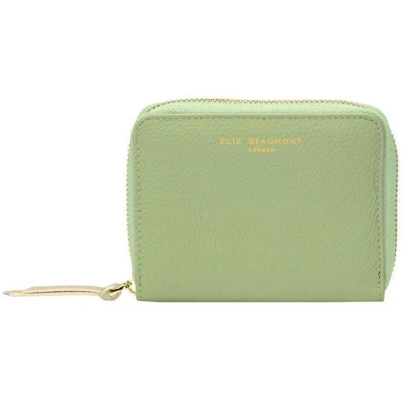 Elie Beaumont Zipper Purse - Mint Green/Stone Beige