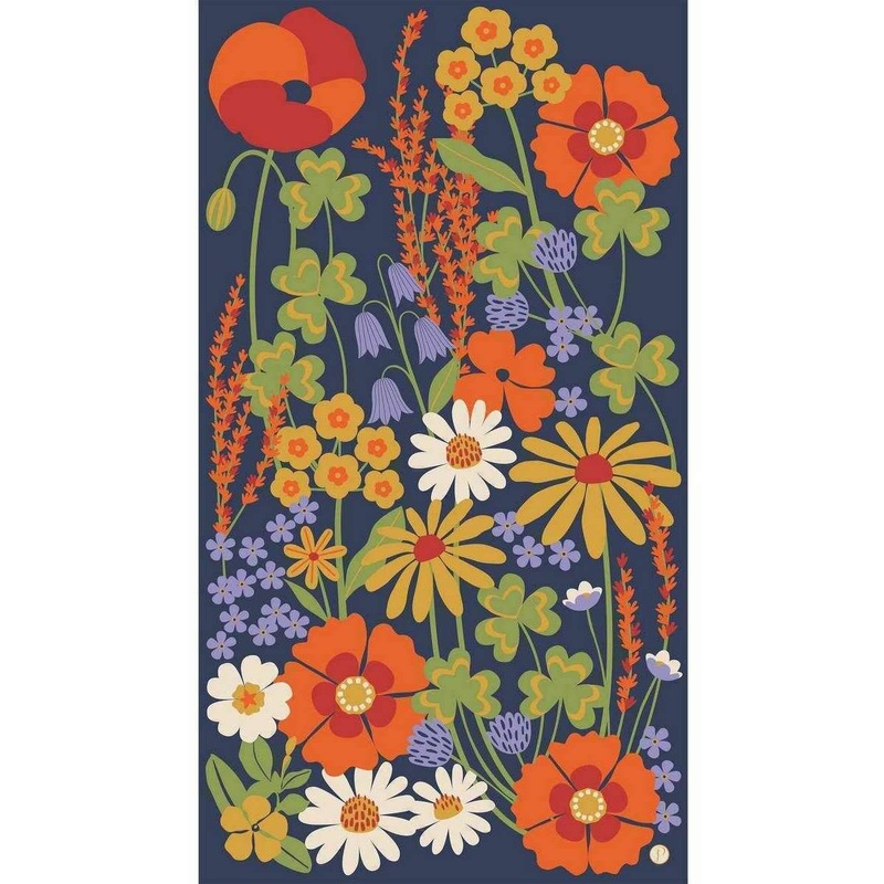 Powder Nordic Meadow Print Scarf - Navy/Orange