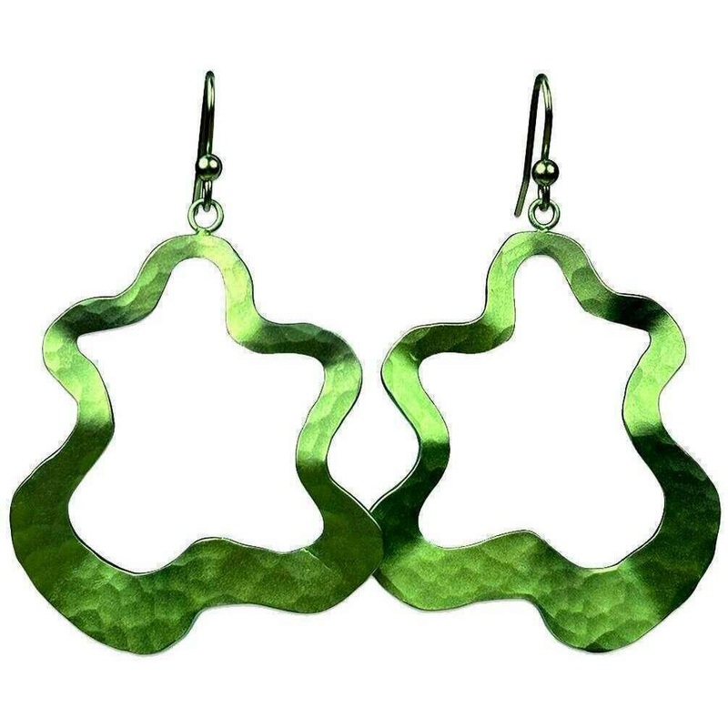 Ti2 Titanium Large Splat Drop Earrings - Green