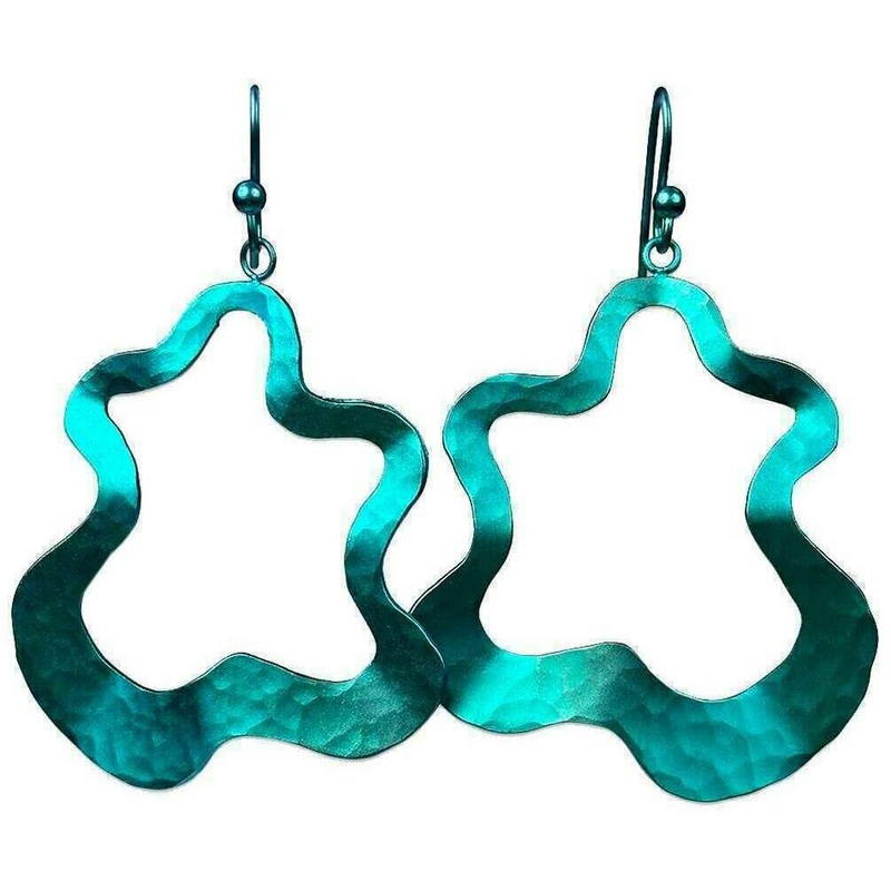 Ti2 Titanium Large Splat Drop Earrings - Kingfisher Blue