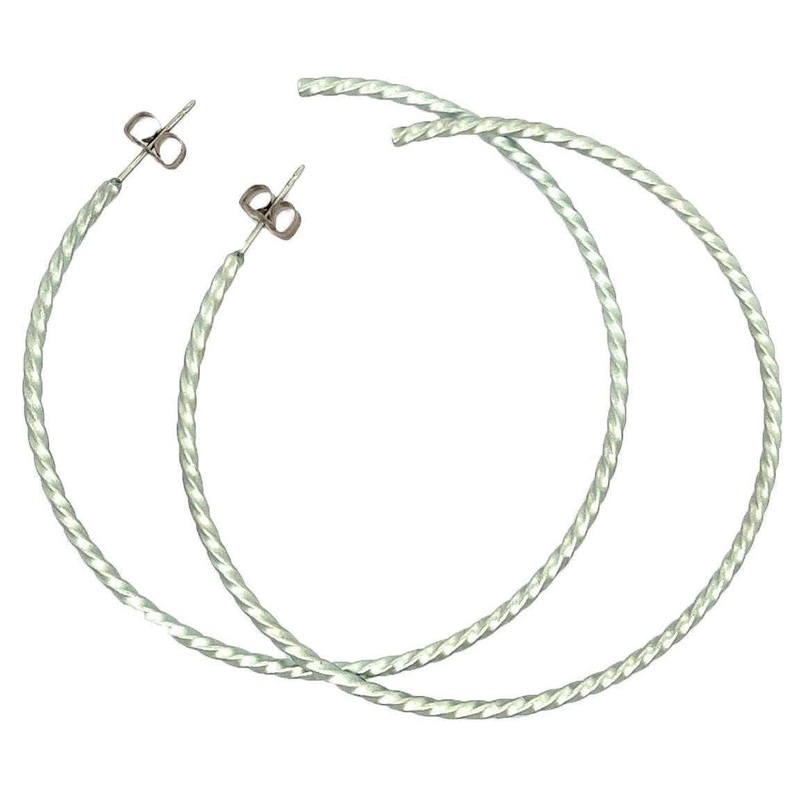 Ti2 Titanium Medium Twisted Hoop Earrings - Light Green