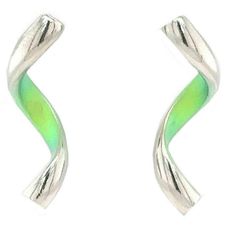 Ti2 Titanium Spiral Stud Earrings - Green