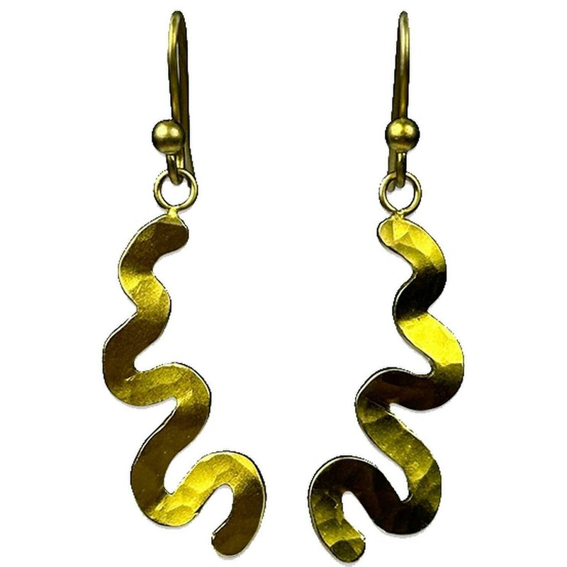 Ti2 Titanium Squiggle Drop Earrings - Yellow