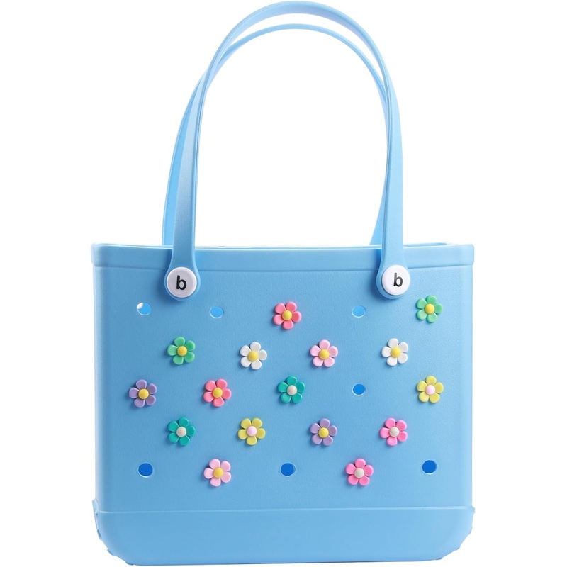 16-Pcs Bogg Bag Charms, Cute Flowers Rubber Beach Tote Bags Charms