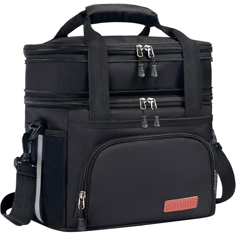 16L Double-layer Insulated Lunch Box, Expandable Leakproof Cooler Bags with Adjustable Strap, Unisex