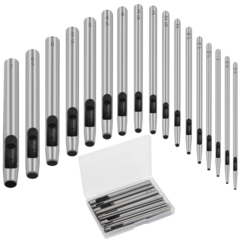 17-Piece Professional Leather Hole Punch Tool Kit with Storage Box