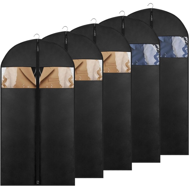 43" Travel Garment Bags with Clear Window waterproof Suit Bags, 5 Pack