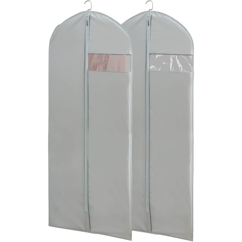 65'' Dress Bags with Clear Window and Zipper for Wedding Dresses Gowns, Set of 2