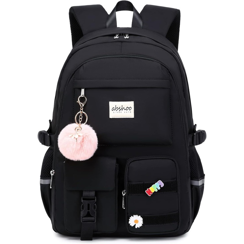Abshoo Big Student Laptop Backpack for College Women Middle High School Teen Girls Bookbag Travel Daypack (Black)