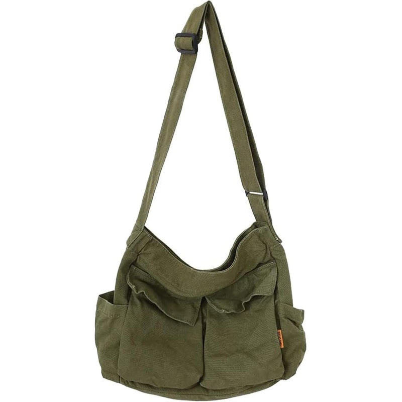 Canvas Messenger Bag, Multiple Pockets Hobo Bag, Casual Shoulder Crossbody